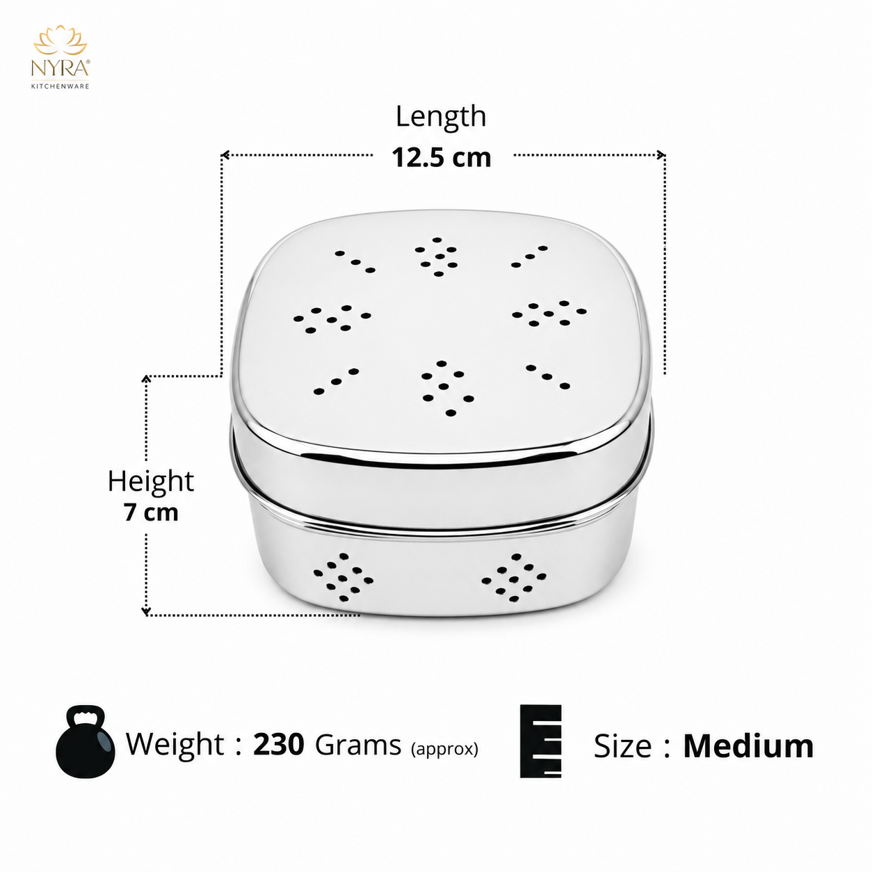 Stainless Steel Square-shaped Coriander/ Multipurpose Storage Container with Air Ventilation Holes - Set of 3 Pcs