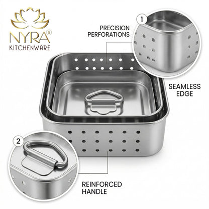Premium Stainless Steel-square Paneer Maker | Mould & Strainer with Top Press Lid for Homemade Paneer