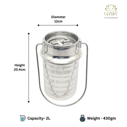Stainless Steel Jointless Milk Can/Oil Can with Lid - Milk and Oil Storage Container/Balti