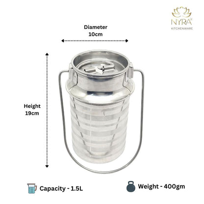 Stainless Steel Jointless Milk Can/Oil Can with Lid - Milk and Oil Storage Container/Balti