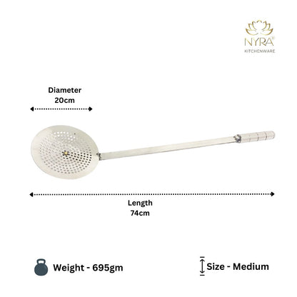 Stainless Steel Jhara/Deep-Frying Skimmer | Perforated Sturdy Ladle - Rust-Free