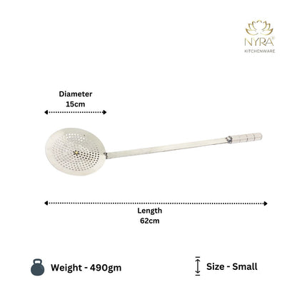 Stainless Steel Jhara/Deep-Frying Skimmer | Perforated Sturdy Ladle - Rust-Free