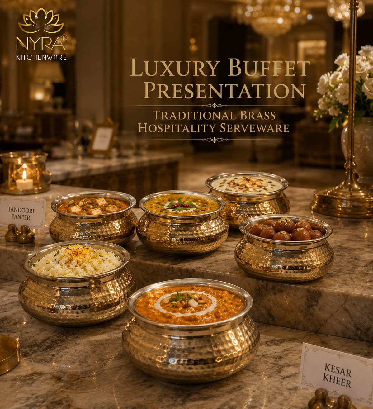 Handcrafted Artisan Brass Sipri Handi with Lid - Traditional Indian Kalai Coated | Luxury Heritage Hammered Cookware & Tableware