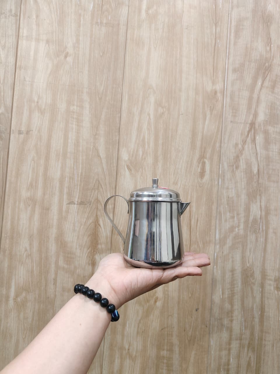 NYRA Stainless Steel Tea Pot with Lid | Glossy Mirror Finish Tea Serving Pot | Heavy Gauge Food Grade Steel Chai Pot for Tea & Coffee Serving | 3 No (9 cm) / 4 No (10 cm) | 1 Pc