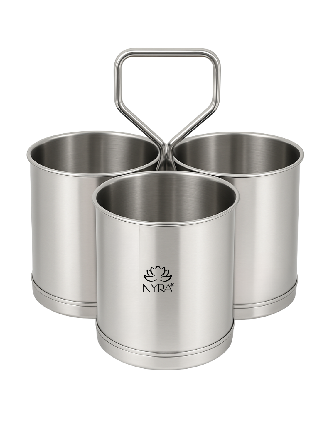 Stainless Steel Chaumukha/Chougadha Vegetable Holder with Handle | Premium 2, 3 & 4 Container Stand